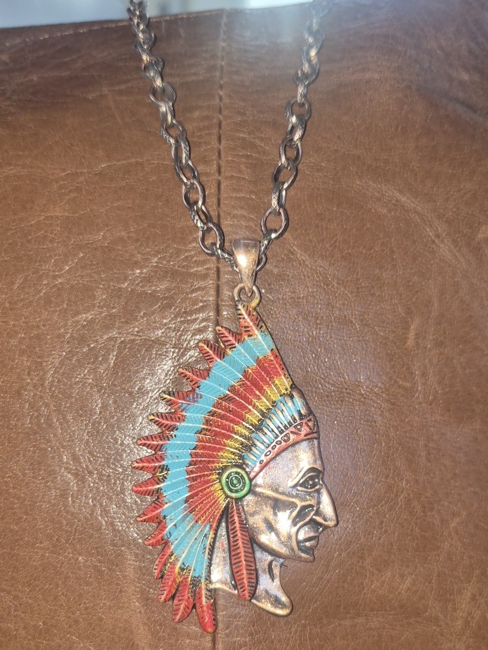 Vintage-Inspired Feather Headdress Pendant Necklace - Multicolor W/ Earings .